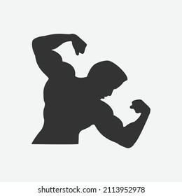 Body builder power strength gym fitness club icon isolated flat design vector illustration on white background.