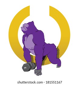 A body builder purple gorilla
