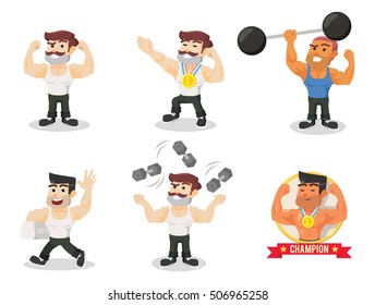 body builder set illustration design