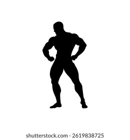 Body builder silhouette icon vector flat design.