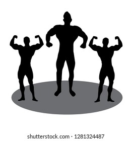Body builders cartoon silhouette