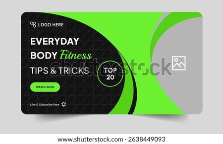 Body building creative video cover banner template, youtube thumbnail banner design, editable vector eps 10 file format
