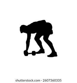 body building exercise black silhouette illustration on white background vol 07