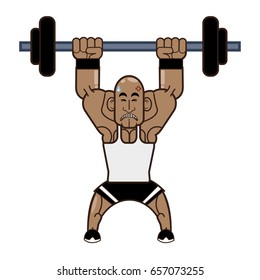 Half Body Cartoon African American Muscular: vector de stock (libre de