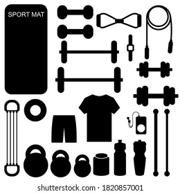 Body Building Symbol Vektorset. Sammlung von Sportillustrationszeichen. Fitnesssymbol.