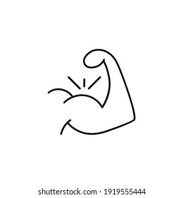Body Building line icon. Logo single muscle. Thin outline flat style design in black. Gym concept. Creative strong muscular illustration for web, app, mobile, software, ui, ux. Vector EPS 10