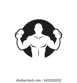 Body building logo template vector illustration