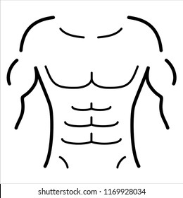 Body Building. Muscles. Vector Flat Outline Icon Illustration Isolated On White Background.