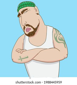 body building people with beard vector illustration