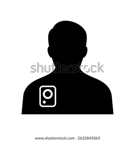 Body cam icon. Security. Body worn camera. Video and audio recording. Vector icon isolated on white background.