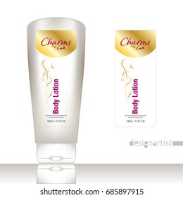 body care cosmetics designs collection. Packaging templates. charms body wash gold label