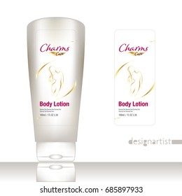body care cosmetics designs collection. Packaging templates. charms body wash gold label