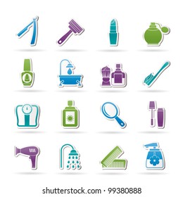 body care and cosmetics icons - vector icon set