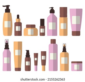 Body care cosmetics set. Flat style.
