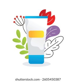 Body care cosmetics, vector flat illustration on the white background