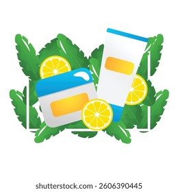 Body care cosmetics, vector flat illustration on the white background