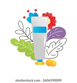 Body care cosmetics, vector flat illustration on the white background