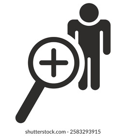 body check icon, symbol man, flat vector illustration on white background
