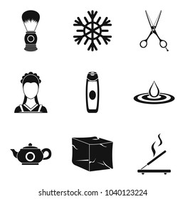 Body clean icons set. Simple set of 9 body clean vector icons for web isolated on white background