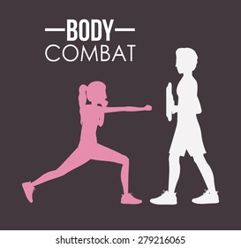 Body Combat design over grey background, vector illustration