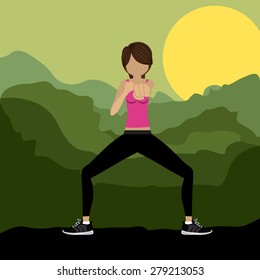 Body Combat design over landscape background, vector illustration