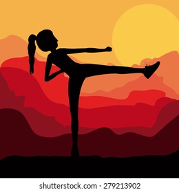 Body Combat design over landscape background, vector illustration