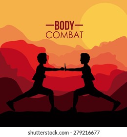 Body Combat design over landscape background, vector illustration