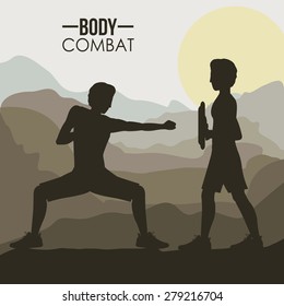 Body Combat design over landscape background, vector illustration