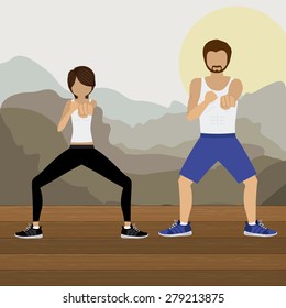 Body Combat design over white background, vector illustration