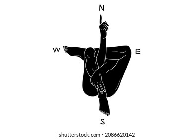 Body compass. men body icon Vector illustration. Male human body silhouette with flat and line concepts.

