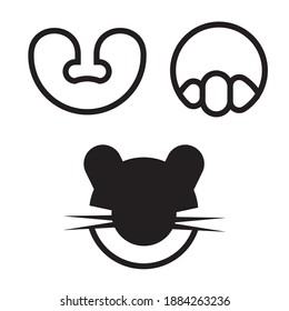 logotipo de gato de componente de cuerpo o icono de arte de línea