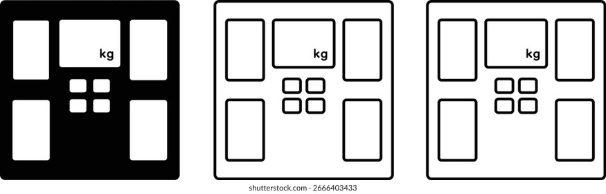 Iconos de escala de composición corporal con varios esquemas de color