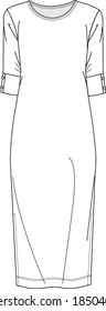 body con easy dress, crew neck maxi dress