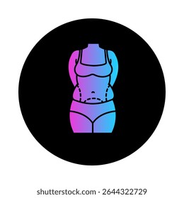 Forma de Ampulheta de Contorno do Corpo Representando ícone de Silhueta Esculta e Definida com traçado editável.