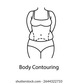 Forma de Ampulheta de Contorno do Corpo Representando ícone de Silhueta Esculta e Definida com traçado editável.