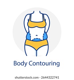 Body Contouring Hourglass Shape Representing Sculpted and Defined Silhouette icon with editable stroke.