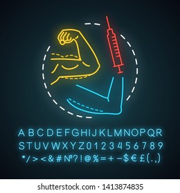  Body contouring surgery. Lifting. Plastic surgery subspecialty. Glowing sign with alphabet, numbers and symbols. Vector isolated illustration