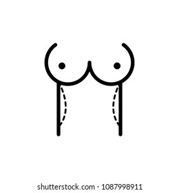 Body correction line icon. Weight loss, abdominal massage, plastic surgery liposuction concept. Healthy lifestyle and cosmetology treatment. Silhouette of female figure. Graphic line vector icon.