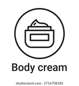 Icono de crema corporal. Símbolo de línea de Vector para un Sitio web, tarjeta de producto, presentación y App móvil, embalaje o instrucción. Signo de esquema editable