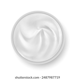 Body cream in a jar top view. Vector illustration