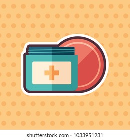 Body cream sticker flat icon with color background.