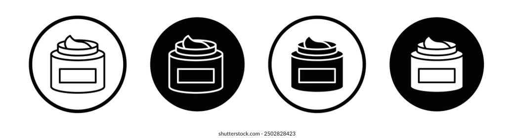 Body cream vector icon set black filled and outlined style.