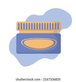 body cream in yellow-blue colors in a flat style. Vector image.