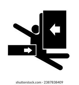 Fuerza de aplastamiento del cuerpo desde el icono negro lateral,Ilustración del vector, Aislar sobre la etiqueta de fondo blanco. EPS10