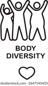 Logotipo do Ícone de Diversidade Corporal - Símbolo de Representação Inclusivo para AutoAmor, Aceitação e Consciência de Positividade Corporal