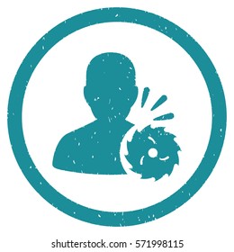 Body Execution grainy textured icon inside circle for overlay watermark stamps. Flat symbol with scratched texture.