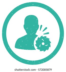 Body Execution grainy textured icon inside circle for overlay watermark stamps. Flat symbol with unclean texture.