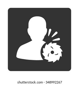 Body Execution vector icon. Style is flat rounded square button, white and gray colors, white background.