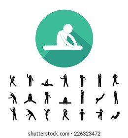 body exercise stick figure icon  