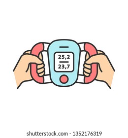 Body Fat Monitor Color Icon. Weight Loss Measurement. Composition Analyzer. Fitness Equipment. Portable Medical Device. Visceral Fat Level, Body Mass Index Evaluation. Isolated Vector Illustration